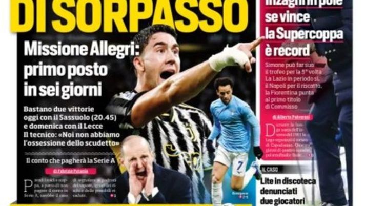 Edicola Cds Max Corsia Di Sorpasso Inter Inzaghi In Pole Per La