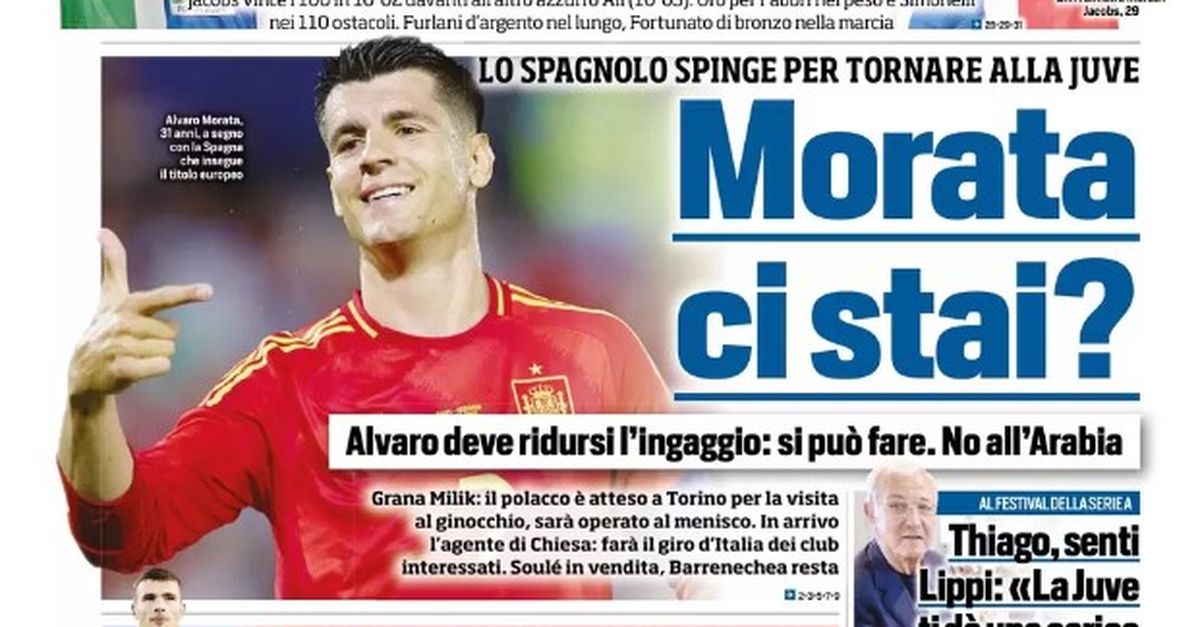 Edicola Ts Morata Vuole Tornare Alla Juve Buongiorno Frena Conte