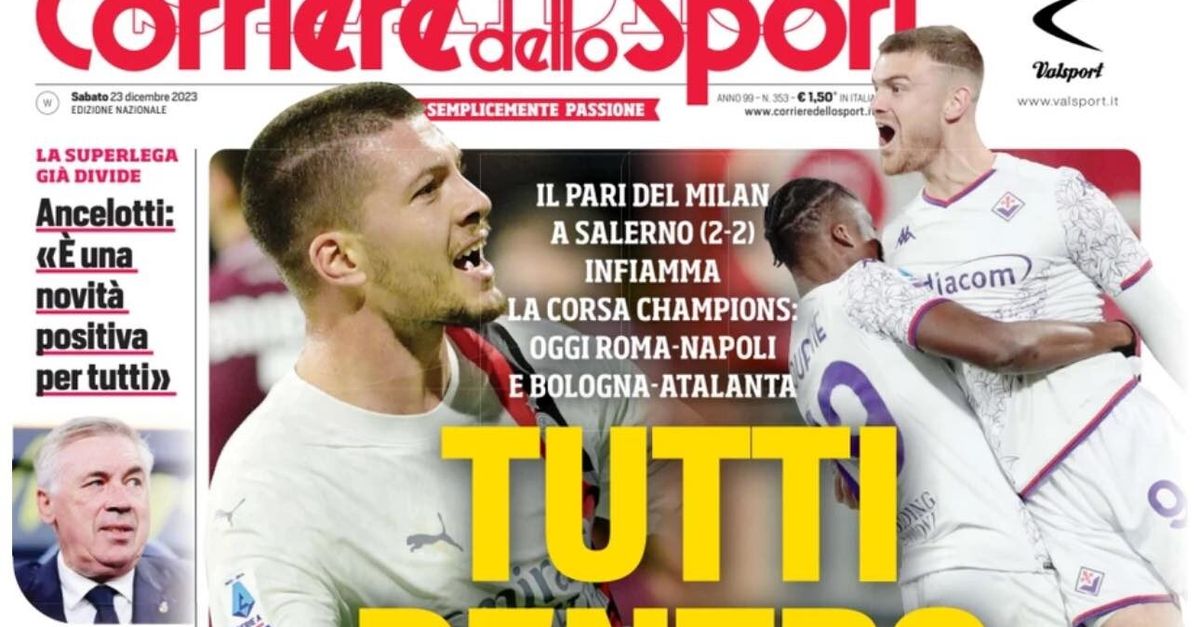 LA PRIMA PAGINA DEL CORRIERE DELLO SPORT Mourinho E Mazzarri Per