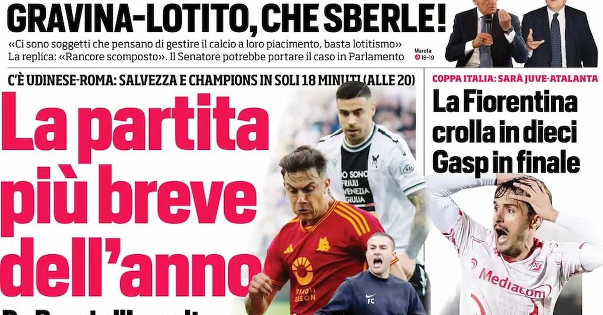 EDICOLA La partita più breve dell anno Udinese Roma salvezza e CL