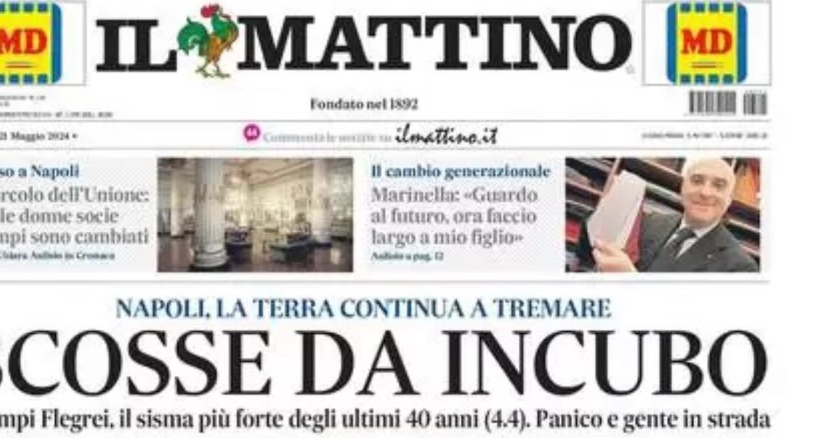 PRIMA PAGINA IL MATTINO OGGI Scosse Da Incubo Calcio Napoli 1926