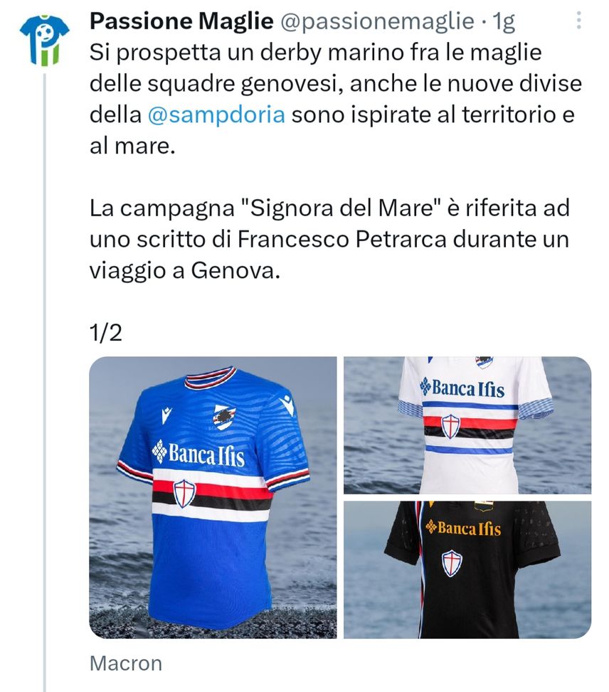 A Me Il Mare Le Nuove Maglie Di Samp E Genoa Creano Un Nuovo Derby