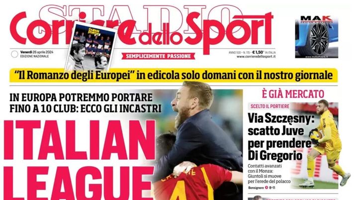 PRIMA PAGINA CORRIERE DELLO SPORT OGGI È Dovbyk la nuova tentazione