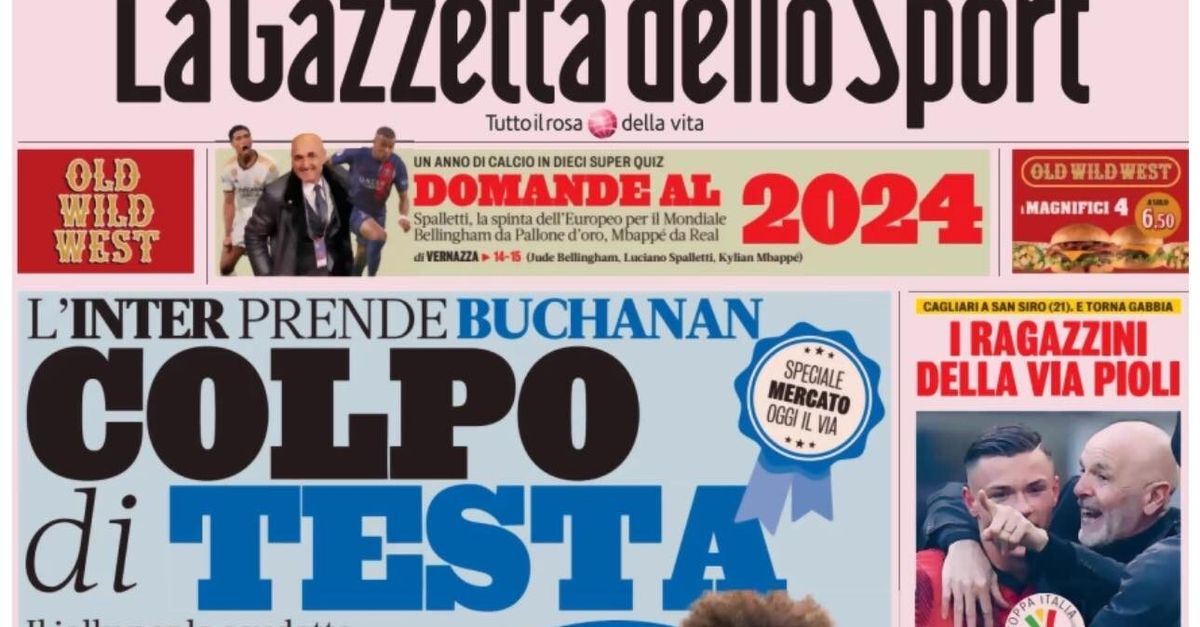 LA PRIMA PAGINA DELLA GAZZETTA DELLO SPORT Samardzic Al Napoli