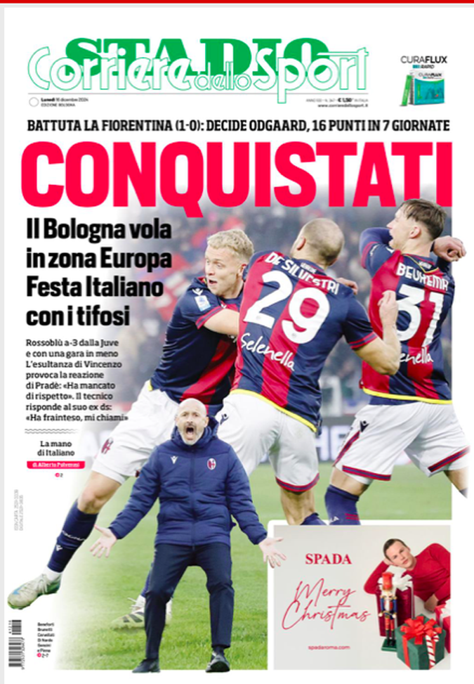 Il Bologna vince il derby dell’Appennino: le aperture dei giornali- immagine 2