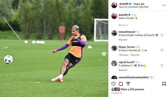 FOTO – Dodò torna in campo e scalda i motori: “Siamo tornati”- immagine 2