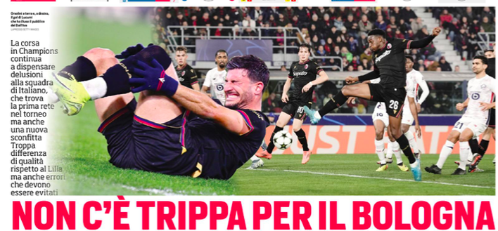 Bologna ancora sconfitto in Champions: le prime pagine dei giornali- immagine 2