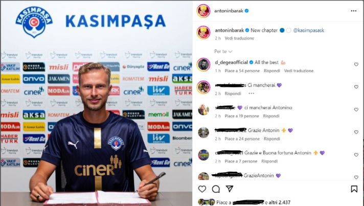 Barak al Kasimpasa: “Un nuovo capitolo”. E arriva il commento di De Gea - immagine 1