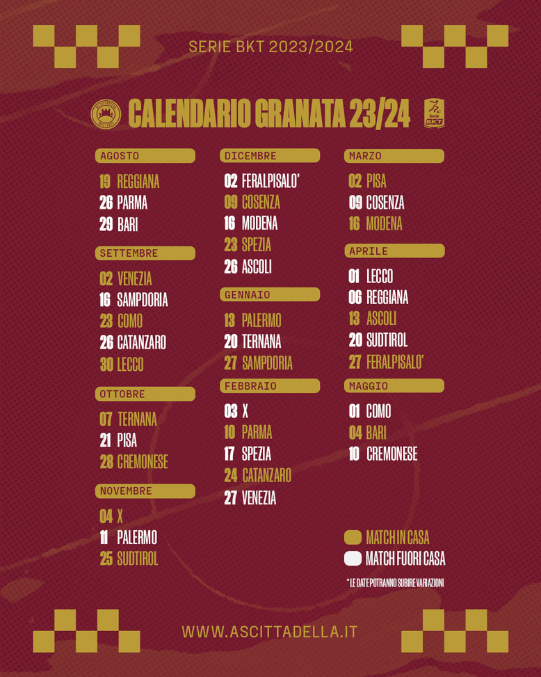 Cittadella, ecco i calendari: si comincia al Tombolato contro la Reggiana- immagine 2