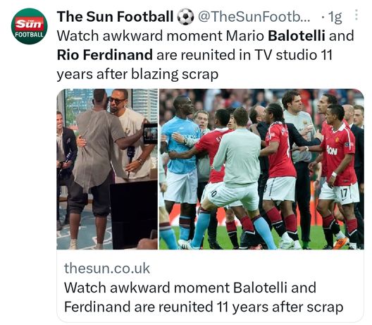 La rissa nel derby di Manchester del 2011: Balotelli e Rio Ferdinand fanno la pace a Istanbul…- immagine 2
