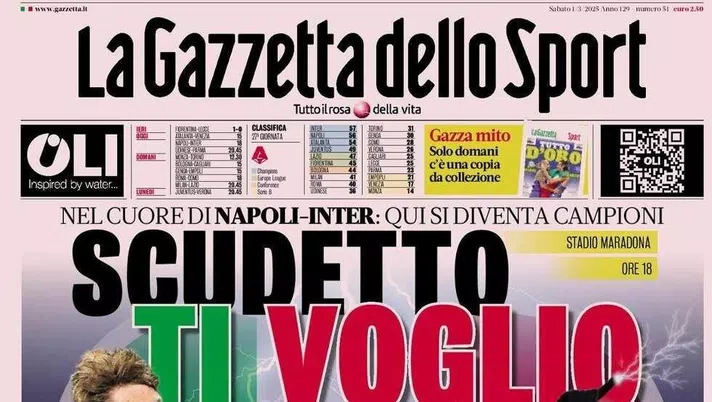 PRIMA PAGINA GAZZETTA DELLO SPORT OGGI: “Inzaghi al rinnovo, ci metto la firma”