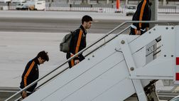 Roma, la partenza della squadra verso Udine