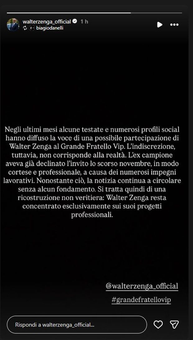 Zenga al GF Vip? “Declinato l’invito a novembre. Circolano notizie ma…”- immagine 3