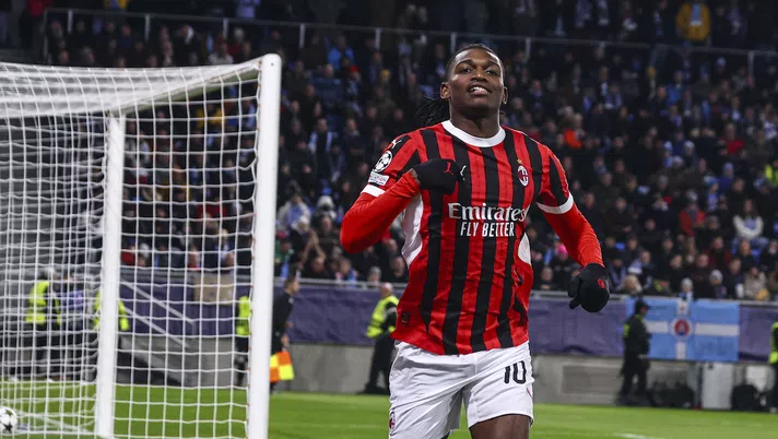 esultanza gol Rafael Leao AC Milan Slovan Bratislava-Milan 2-3 Champions League 2024-2025
