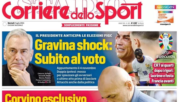 prima pagina corriere dello sport oggi
