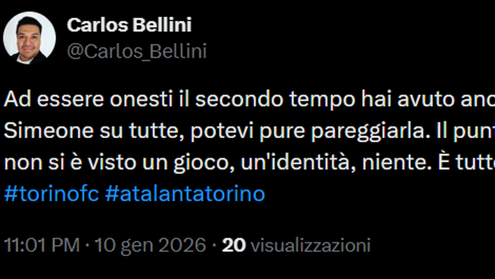 Atalanta-Torino 2-0, le reazioni social: “Il campo conseguenza della gestione” - immagine 1