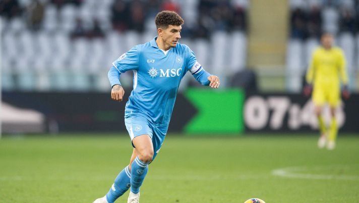 TURIN, ITALY - DECEMBER 01: SSC Napoli player Giovanni Di Lorenzo in action during the Serie A match between Torino FC and SSC Napoli at Stadio Olimpico on December 1, 2024 in Turin, Italy. (Photo by SSC Napoli/Getty Images) napoli