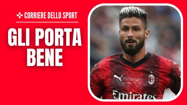 Olivier Giroud (attaccante AC Milan), segna quasi sempre in Napoli-Milan (Serie A 2023-2024) | News (Getty Images) Napoli-Milan Serie A 2023-2024 Giroud