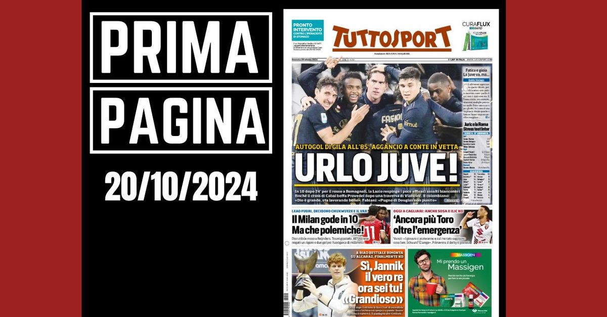 Prima pagina Tuttosport: il Milan gode in 10, ma che polemiche!