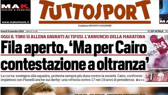 PRIMA PAGINA TUTTOSPORT OGGI: “Koopmeiners «Juventino per Zidane»” - immagine 1