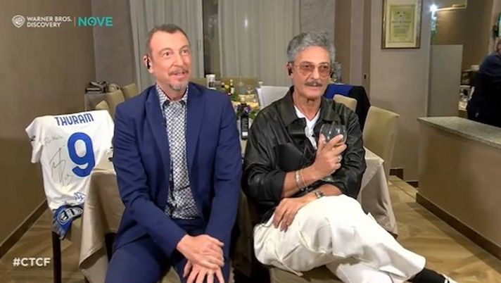Amadeus e Fiorello collegati da Sanremo con Fazio sul 9: spunta maglia Inter - immagine 1