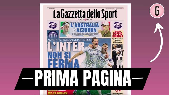 Prima pagina Gazzetta dello Sport: 'Progetto rimonta: il Milan ci crede e ci prova'