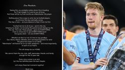 De Bruyne annuncia l’addio al City a fine stagione: “Casa mia per sempre”