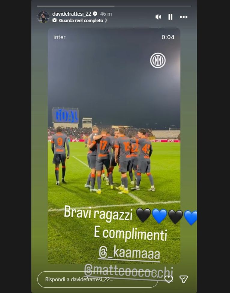 Frattesi applaude l’Inter ed esalta il gruppo con una pacca sulla spalla. Anzi due- immagine 3