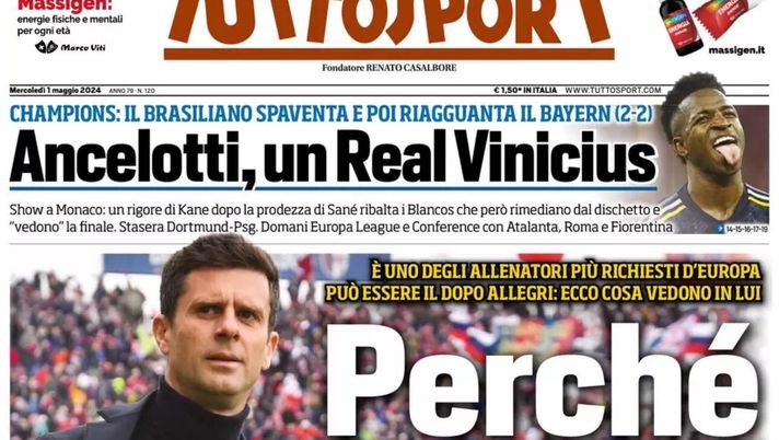 prima pagina tuttosport oggi