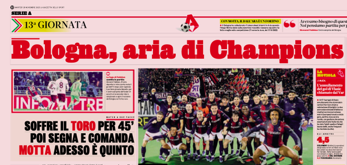 Bologna-Torino, le aperture dei quotidiani: è lotta europea- immagine 2