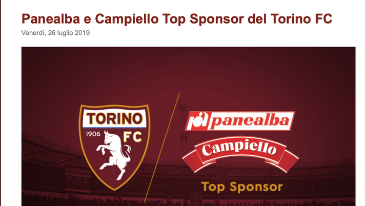Torino, rinnovata la sponsorizzazione con Panealba e Campiello - immagine 1