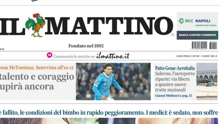 Il Napoli sui media: le prime pagine dei giornali di oggi in edicola - immagine 1