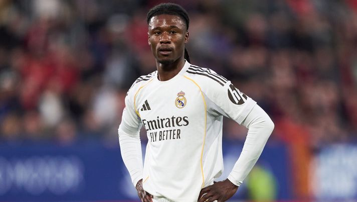 PAMPLONA, SPAIN - FEBRUARY 21: Eduardo Camavinga of Real Madrid looks on during the LaLiga EA Sports match between CA Osasuna and Real Madrid CF at Estadio El Sadar on February 21, 2026 in Pamplona, Spain. (Photo by Juan Manuel Serrano Arce/Getty Images) Real Madrid Camavinga
