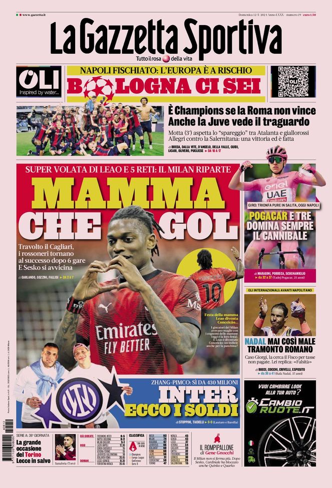 Prima Pagina Gazzetta dello Sport domenica 12 maggio Prima Pagina Gazzetta dello Sport domenica 12 maggio