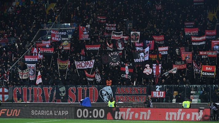 UDINE, ITALY - JANUARY 20:Fans of AC Milan during the Serie A TIM match between Udinese Calcio and AC Milan - Serie A TIM  at Dacia Arena on January 20, 2024 in Udine, Italy. (Photo by Alessandro Sabattini/Getty Images)  ORDINE, I biglietti di Udinese-Milan: un aumento insopportabile - immagine 1