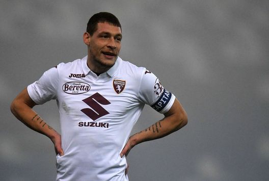 REGGIO NELL'EMILIA, ITALY - OCTOBER 23: Andrea Belotti of Torino FC reacts during the Serie A match between US Sassuolo and Torino FC at Mapei Stadium - Città del Tricolore on October 23, 2020 in Reggio nell'Emilia, Italy. (Photo by Alessandro Sabattini/Getty Images) sassuolo-torino