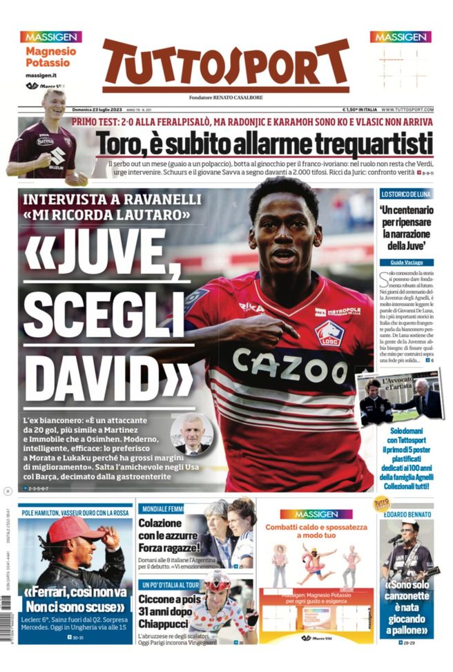 EDICOLA TS – Ravanelli: “Juve, scegli David. Mi ricorda Lautaro” - immagine 1