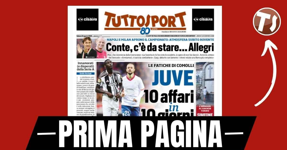 Prima pagina Tuttosport: Napoli e Milan aprono il campionato Prima pagina Tuttosport: Napoli e Milan aprono il campionato