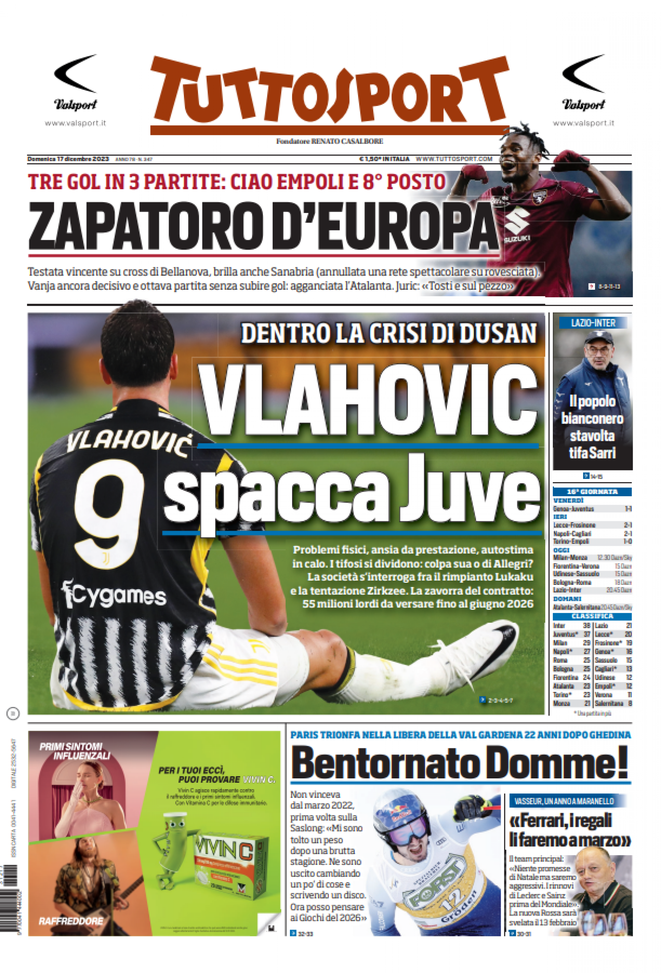EDICOLA TS / Lazio-Inter, il popolo bianconero stavolta tifa Sarri - immagine 1