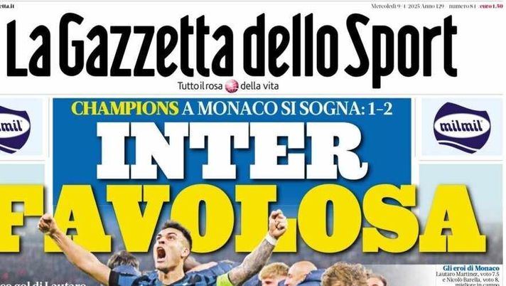 PRIMA PAGINA GAZZETTA DELLO SPORT OGGI: “Inzaghi al rinnovo, ci metto la firma”