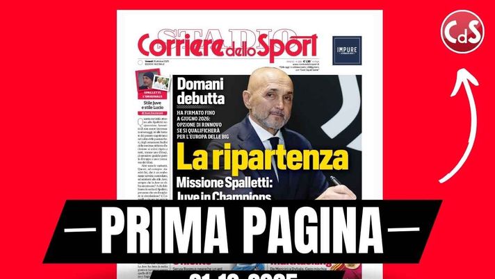 Il Corriere dello Sport, la prima pagina di oggi, venerdì 31 ottobre 2025 Prima pagina Corriere dello Sport: 'Attacco Milan, il problema di Allegri: numeri disastrosi'