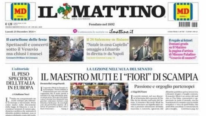 prima pagina il mattino oggi