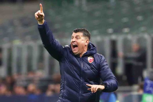 Vladan Milojevic, allenatore della Stella Rossa, mentre dà indicazioni ai suoi giocatori durante la partita contro il Milan (GettyImages) Milan-Stella Rossa, Milojevic non ci sta: “Sul gol di Abraham il fallo è netto!”- immagine 2