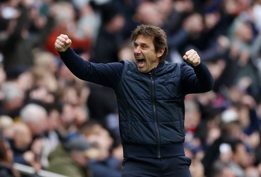 LONDON, ENGLAND - MARCH 11: Antonio Conte, Manager of Tottenham Hotspur, celebrates after their sides second goal during the Premier League match between Tottenham Hotspur and Nottingham Forest at Tottenham Hotspur Stadium on March 11, 2023 in London, England. (Photo by Catherine Ivill/Getty Images)