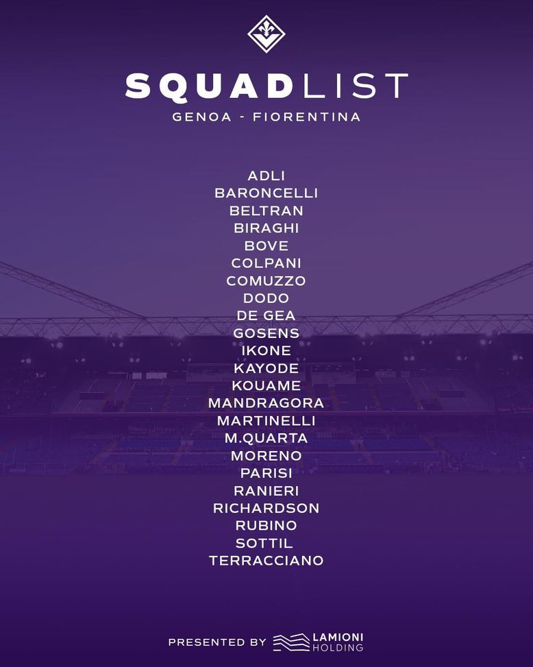 Fiorentina, i convocati anti Genoa. La decisione su Cataldi e Comuzzo- immagine 2