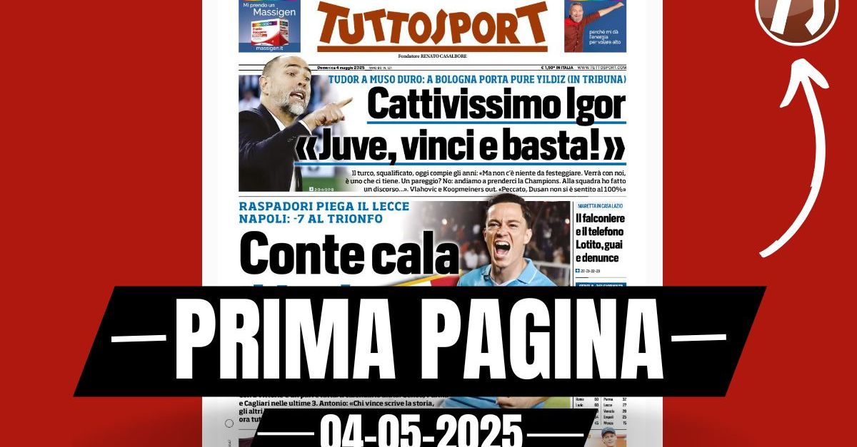 Prima pagina Tuttosport: “Conte cala il Jack Scudetto” Prima pagina Tuttosport: “Conte cala il Jack Scudetto”
