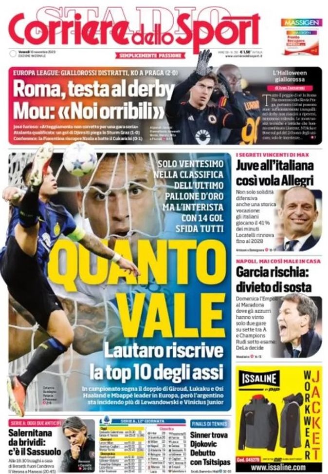 EDICOLA / CdS: “Lautaro, quanto vale. Riscrive la top10 degli assi” - immagine 1