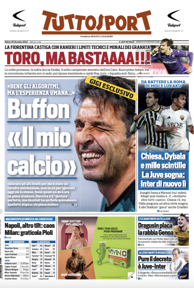 EDICOLA / TS: La Juve sogna, Inter di nuovo lì. Da battere la Roma - immagine 1