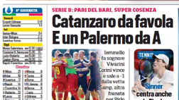 Prima Pagina, Corriere dello Sport: “Catanzaro da favola. E’ un Palermo da A”