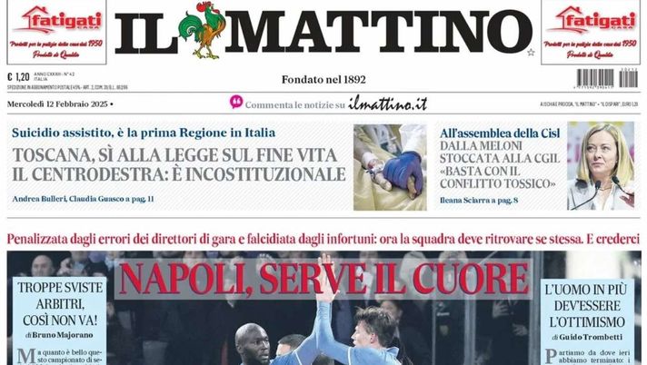 prima pagina il mattino oggi